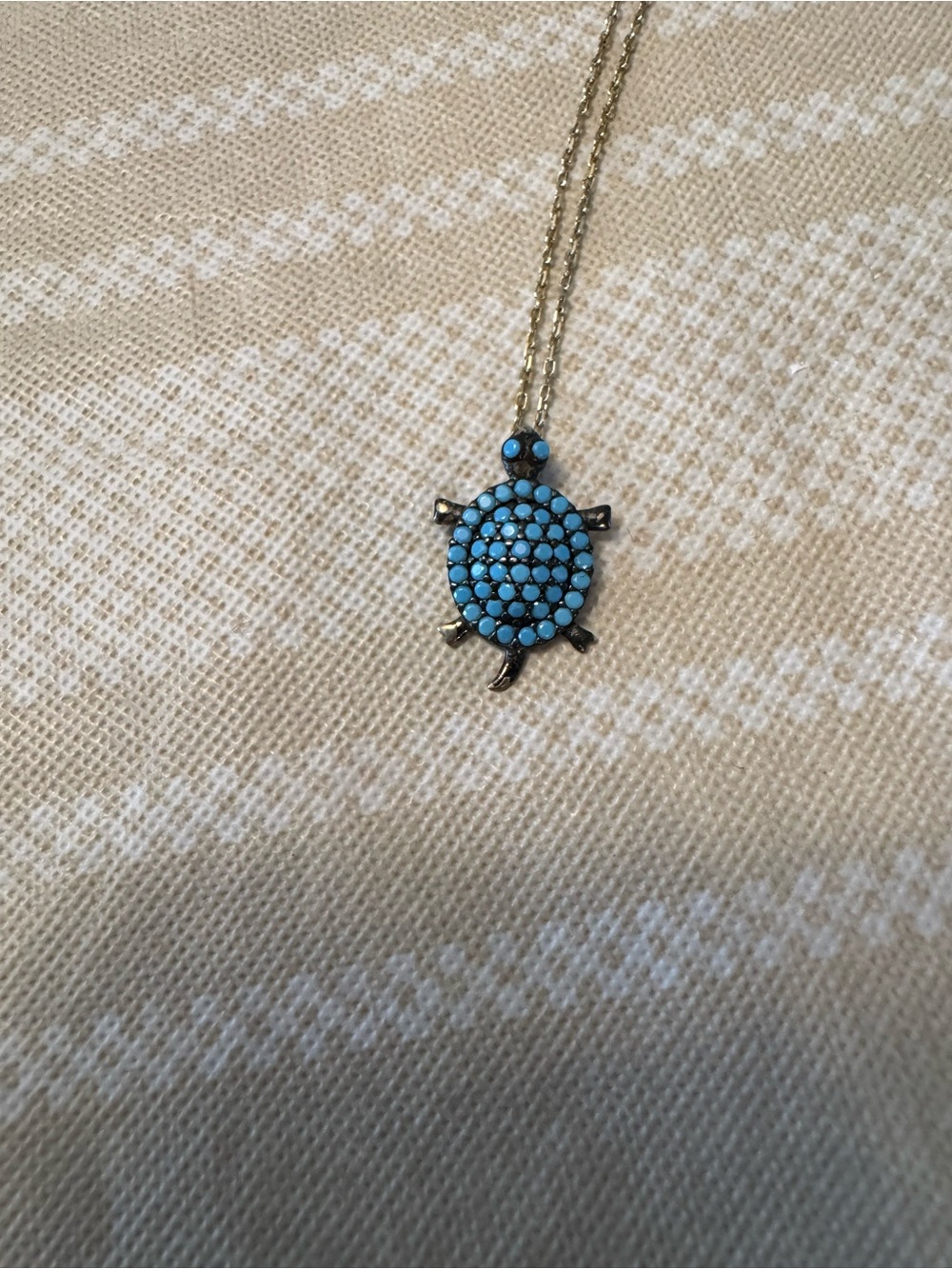 Turquoise Turtle Pendant Necklace - Gold Chain